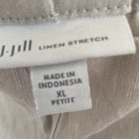 NWT J. Jill Linen Blend Side Zip Elastic Waist Crops (Buttons at Hem) XL Petite - Picture 3 of 6